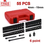 55pcs 1/4" Drive Deep And Shallow Impact Socket Set With Case, Sae/metric, Cr-v. Fixed Price $42.29.