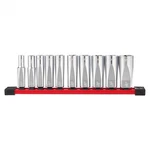 Milwaukee 48-22-9405 Tool 10pc 3/8" Sae Deep Well Sockets With Four Fl. Fixed Price $60.58.