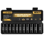 Boen 1/2" Dr Deep Impact Socket Set, 11pc Metric 10-24mm, 6-point Cr-v Steel. Fixed Price $57.89.