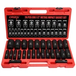 Disen 26 Pcs Metric 1/2" Impact Socket Set, Deep Sockets Set Impact, 6-point,.... Fixed Price $82.75.