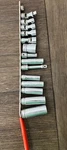 Snap On 1/4 Long & Short Drive Sockets Rail 12 Point, 14 Piece. Fixed Price $54.00.
