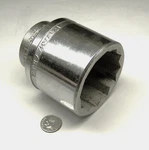 Vintage 1-7/8" Trw 71869 Williams H-1260 Good Used 12pt 3/4 Sq Dr Chrome Socket. Fixed Price $18.33.
