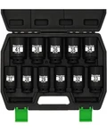 Tecotek 1/2" Drive Deep 6-point Impact Socket Set, 11-piece Metric Spindle. Fixed Price $49.99.