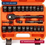 Horusdy 1/2" Drive Shallow Impact Socket Set, 24-piece Sae (7/16"-1") And Metric. Fixed Price $52.48.