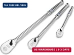 Duratech 3-piece Extra Long Drive Ratchet Handle, 1/4", 3/8", 1/2" 90-tooth Ratc. Fixed Price $80.31.