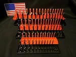 Hansen 6 Pc Socket Tray Metric Sae Tool Rack Holders 1/4" 3/8" 1/2" Or&bl - Usa. Fixed Price $39.95.
