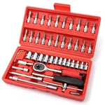 Lslansoon 46 Pcs 1/4 Drive Socket Ratchet Wrench 46pcs, Chrome. Fixed Price $19.54.