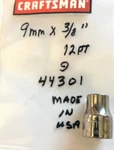 Craftsman 9 Mm X 3/8" Dr Socket G 44301 - 12 Pt Made In Usa Free Ship. Fixed Price $9.96.