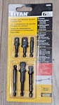Titan 6 Pc Stubby & Wobble Impact Socket Adapter Set 1/4 Hex To 1/4, 3/8, 1/2 Dr. Fixed Price $23.24.