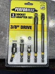 Performax 3/8" Drive 5pc Socket Adapter Set W/quick Change Shank #252-0468. Fixed Price $9.98.
