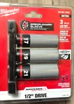 Milwaukee 49-66-7830, 3pc 1/2 Dr Shockwave Lug Nut Impact Socket Set W/rail. Fixed Price $48.35.