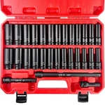 Eaceliy 29pcs 1/2" Socket Set, Deep Sockets (10-24mm, 3/8 "- 1"), Black. Fixed Price $68.66.