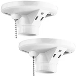 2 Pack Porcelain Light Socket With Outlet And Pull Chain Fixture, Bulb .... Fixed Price $35.63.
