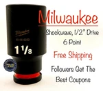 Milwaukee Tool 49-66-6232 1-1/8" Socket Shockwave Impact Duty 1/2" Drive Deep. Fixed Price $16.14.