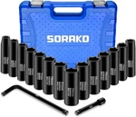 Sorako 1/2 Impact Socket Set, 16 Piece Metric Deep Set Metric, Black. Fixed Price $64.99.