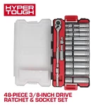 Hyper Tough 3/8-inch Drive Ratchet And Socket Set, Sae Metric, 48 Pieces. Fixed Price $55.95.