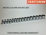 Craftsman Socket Set 3/8" Drive 16 Piece 6 Pt Point Metric Chrome 6-21mm. Fixed Price $32.00.
