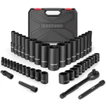 Eastvolt 46-piece Drive Socket Ratchet Wrench Set, Metric & Sae, Black. Fixed Price $79.99.
