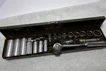 S-k Sk 20pc 3/8 Drive Sae Socket Set W/ Deep & Shallow Sockets Box Usa Vintage. Fixed Price $78.99.