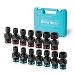 Duratech 3/8" Drive Impact Swivel Socket Set, Shallow Universal Wobble. Fixed Price $64.99.