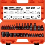 Horusdy 31pcs Torx Bit Socket Set,14 Star Bits (t8-t70) And 12 One Size. Fixed Price $35.94.