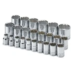 Sk Tools Usa 1/2" Drive, 24 Piece, 12 Point, Standard, Metric Chrome Socket Set. Fixed Price $433.29.
