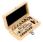 Felo Classic - 18 Piece Metric Ratchet / Socket & Bit Set W/ Wood Case. Fixed Price $164.88.