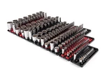 Tekton 1/4, 3/8, 1/2 Inch 12 Point Socket Set, Rails And Trays (214 Pieces). Fixed Price $675.00.