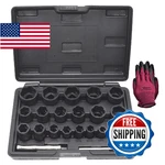 22 Pcs Bolt Nut Extractor Set, Yuesstloo 1/2" And 3/8" Drive Wheel Lock Removal. Fixed Price $87.74.