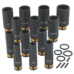 Klutch 1/2in. Drive Deep Impact Socket Set, Sae, Chrome Molybdenum, 13 Pcs.. Fixed Price $54.99.