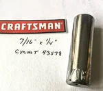 Craftsman 7/16" X 1/4" Dr 6 Pt Standard Deep Socket Cmmt 43578 Free Usa Ship. Fixed Price $9.96.