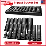14-pcs 1/2" Drive Impact Socket Set Super-rugged, Metric Drill Adapter. Fixed Price $28.36.