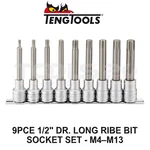 Teng Tools 9-piece 1/2" Drive Long Ribe Bit Socket Set M4-m13 M1209. Fixed Price $84.90.