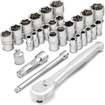 28 Piece Metric And Sae Zeon Socket Set With Ratchet Extensions Removes Up. Fixed Price $84.47.