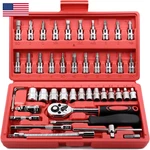 Egofine 46 Pieces 1/4 Inch Drive Socket Ratchet Wrench Set Bit. Fixed Price $24.97.