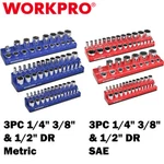 Workpro 3pcs/6pcs Magnetic Socket Organizer Holder Set 1/4" 3/8" 1/2" Sae/metric. Fixed Price $48.59.