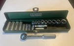 Sk Tools, Professional 3/8" Drive, Reversible Ratchet 45170, 20 Piece Set W Box. Fixed Price $79.00.