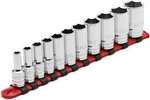 Casoman 11pcs 3/8" Drive 6 Pt. Mid-length Socket Set, Sae, Mirror Chrome Finish,. Fixed Price $34.44.
