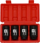 Casoman 1/2'' Drive Deep Spindle Axle Nut Impact Socket Set, 1/2dr. 6pt 4pcs. Fixed Price $43.99.