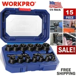 Workpro 15pcs Impact Bolt&nut Remover Set 3/8" Drive Bolt Extractor With Adapter. Fixed Price $30.99.