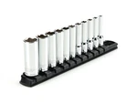 Tekton Inch Drive Deep 6 Point Socket Set W/ Twist Lock Rail 11pc 5/32 - 9/16". Fixed Price $45.90.