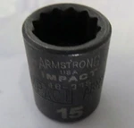 Armstrong 46-315d 3/8" Drive 12 Point Impact Socket 15mm Usa. Fixed Price $3.00.