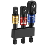 3pc Impact Socket Adapter Set Hex Shank Drill Extension Bar 1/4 3/8 1/2 In. Fixed Price $8.99.