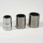 3 Craftsman 12 Point 3/8 Drive Sockets 7/16 9/16 5/8 Usa 44332 44334 44335 G2 Ee. Fixed Price $11.99.