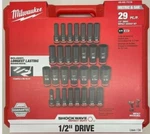 Milwaukee 1/2 Dr Impact Socket Set Shockwave Metric & Sae 29 Piece 49-66-7016. Fixed Price $169.50.