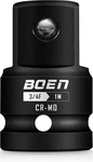 Boen 3/4"f To 1"m Impact Socket Adapter, Cr-mo 1"m, Black. Fixed Price $25.99.