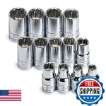 Sk Tools Usa 3/8" Drive, 13 Piece, 12 Point, Standard Metric Chrome Socket Set:. Fixed Price $107.29.