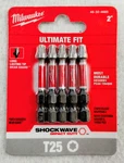 Milwaukee Tool Shockwave 2" Impact Torx T25 Power Bits (5pk). Fixed Price $16.99.