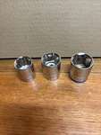 Performance Tool 1 1/16 , Duralast 1/8 Gearwrench Sockets 1/2 Lot Of 3. Fixed Price $6.00.