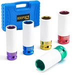 Koopool 1/2" Lug Nut Socket Set, 15 17 19 21 22 Mm 5 Pieces Deep Impact Socke.... Fixed Price $26.94.